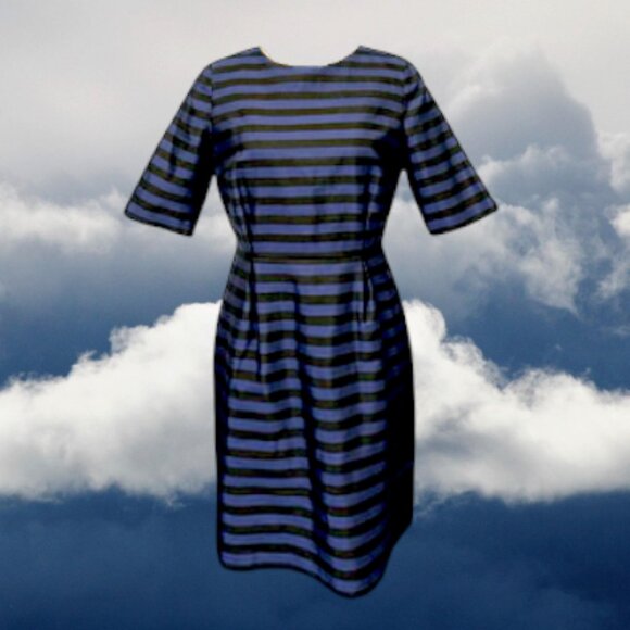 RARE Black & Blue Striped Dress | Made by Canvas by Lands' End - Picture 1 of 14
